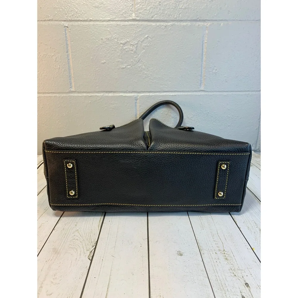 Dooney & Bourke East West Satchel Handbag Black Florentine Pebbled Leather